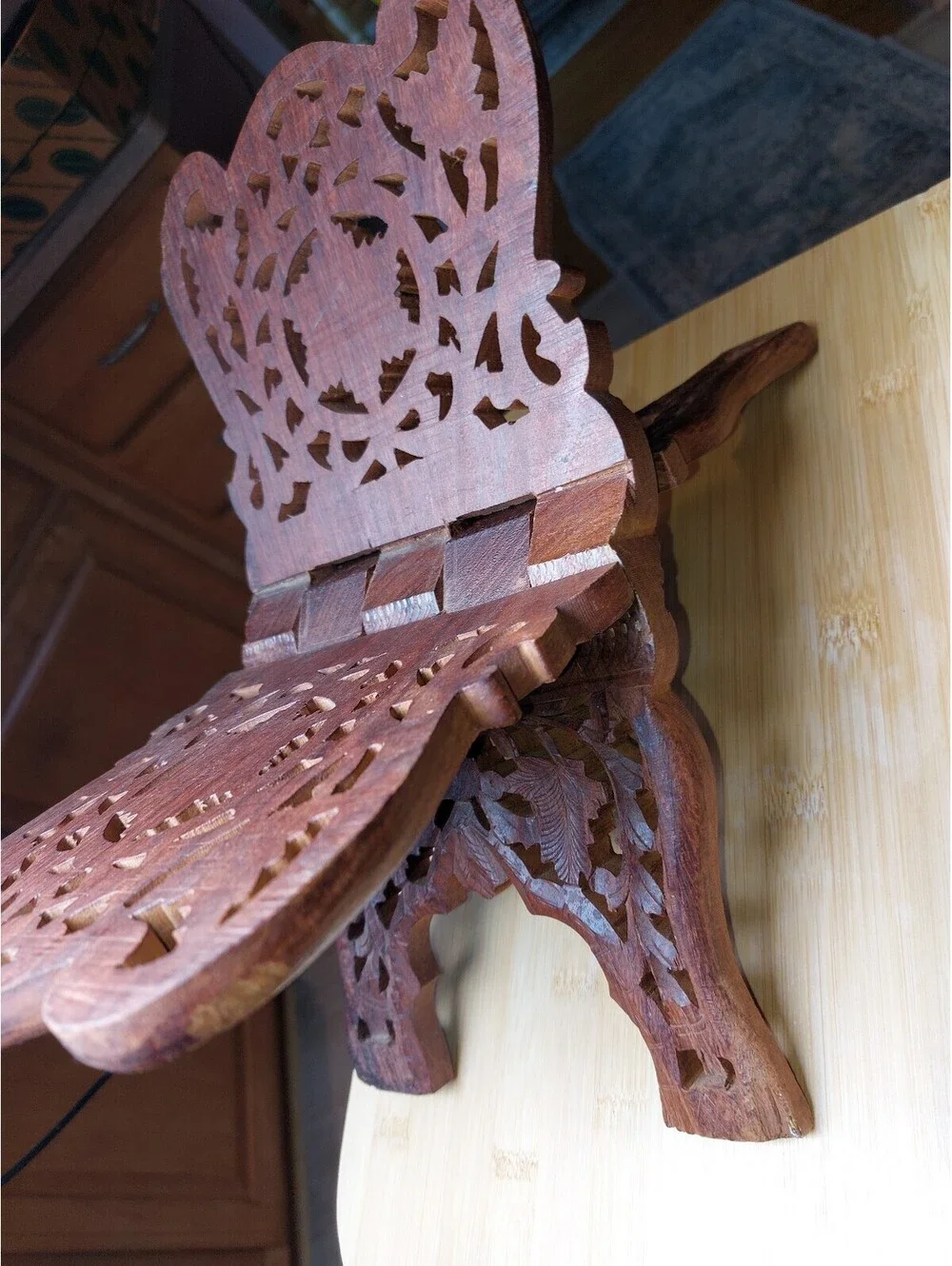 Hand Carved wooden Bible holder India